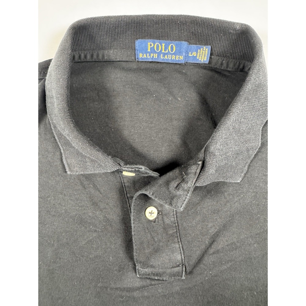 Polo Ralph Lauren Mens Polo Shirt Large Black White Pony Short Sleeve - Picture 5 of 6